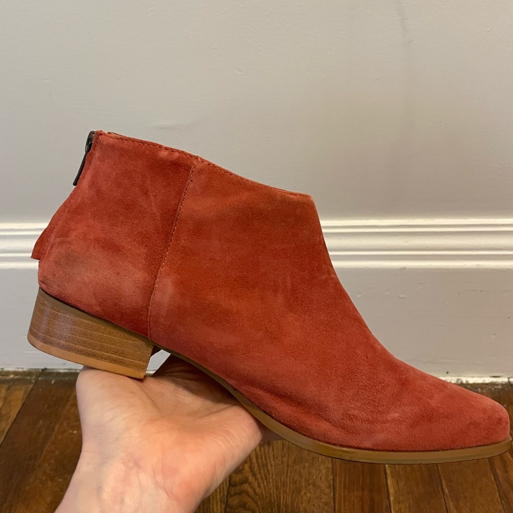 Intentionally Blank Red Suede Booties - image 1